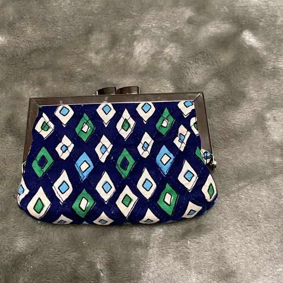 Vera Bradley Navy and Green Diamond Coin Purse - Picture 3 of 6